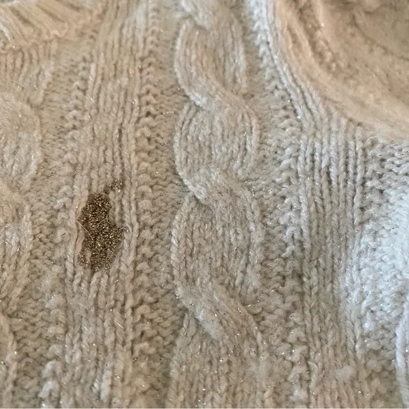 Ralph Lauren Lurex Classic Viscose Wool Cable Sweater